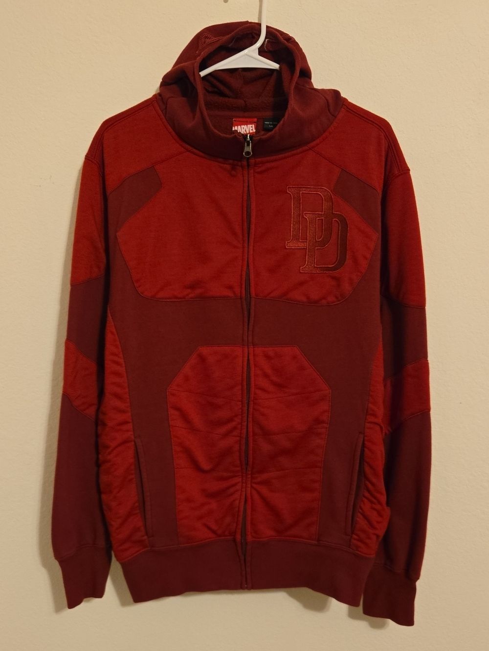 MAD Engine Marvel's Dare Devil Dark Red Full Zip Hoodie - Large